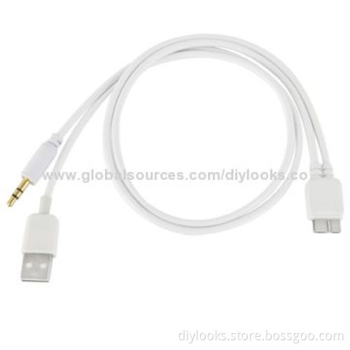 Car Audio Aux Speaker Cable with Micro 3.0 Data Transfer Charge Cable for Samsung Galaxy